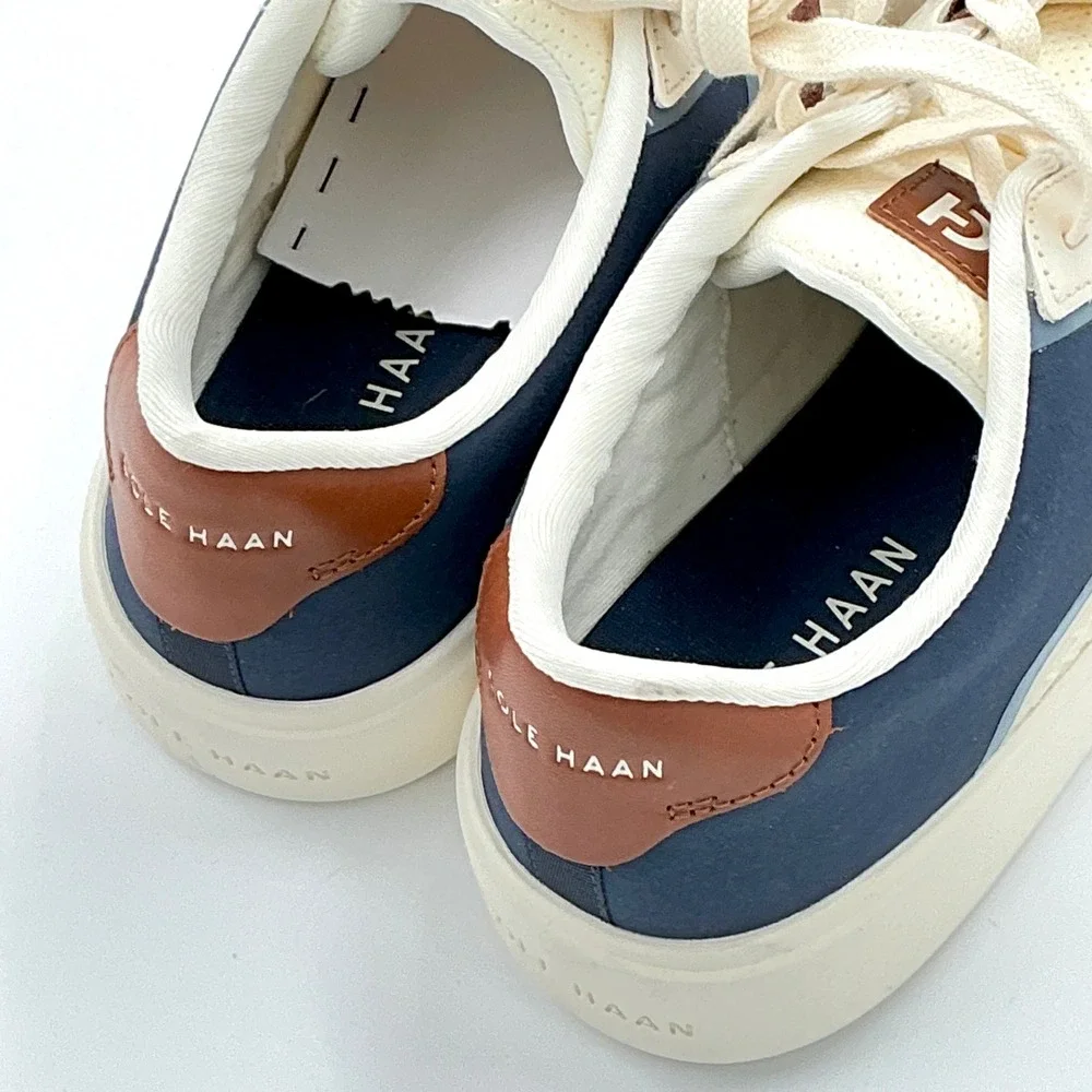 Cole Haan Mens Size 10.5 Sneaker Beige Navy NEW Grand 360 Crosscourt Winner $160
